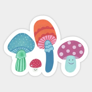 Row of cute mushrooms Sticker